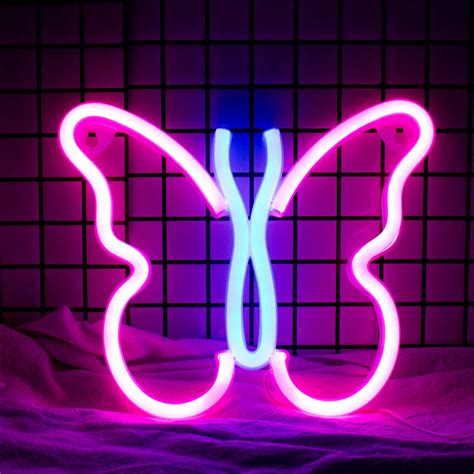 Butterfly Neon Signs Lights For Bedroom Wall Decorpink Blue Best