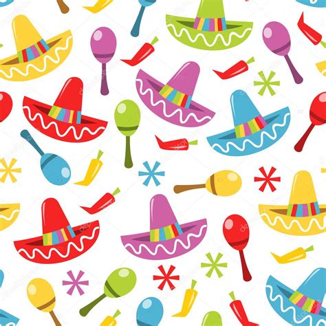 Mexican Fiesta Seamless Pattern Background Stock Vector Image By