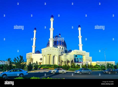 Mary Turkmenistan Gurbanguly Hajji Mosque With Blue Dome Stock Photo