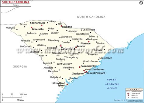 Cities In South Carolina South Carolina Cities Map