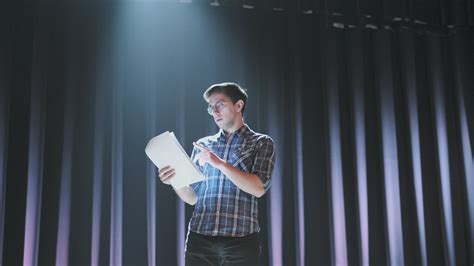 Actor Reading His Script On Stage Free Stock Video