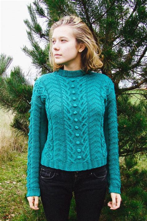 Sale Emerald Green Cable Knit Jumper Vintage Womens Etsy Cable
