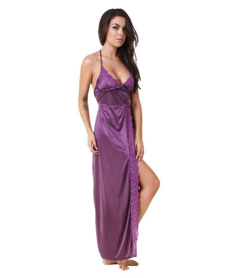 Buy Masha Satin Nighty And Night Gowns Purple Online At Best Prices In