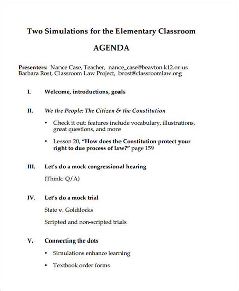 16 Classroom Agenda Examples Free Sample Example Format Download
