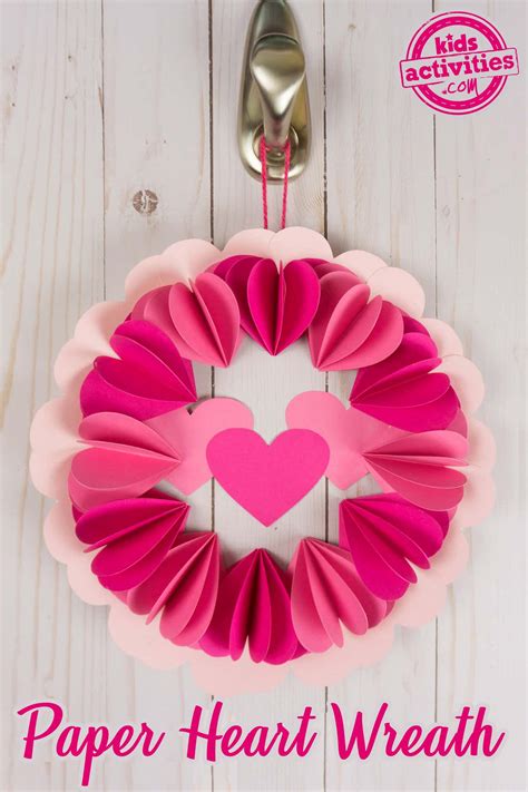 Kids Craft 3d Paper Heart Wreath