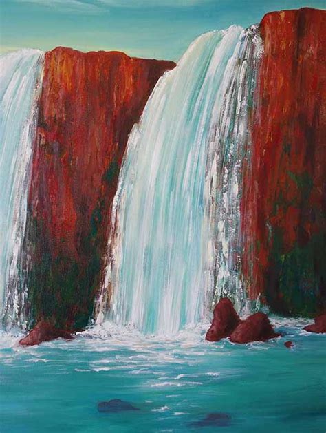 Sedona Waterfall Painting Sedonas Hidden Falls Waterfall Art Liz W