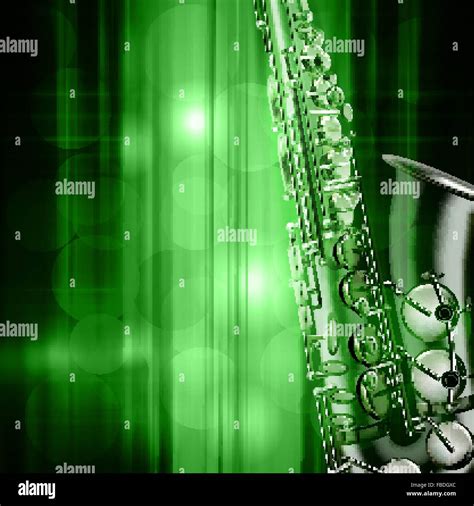 Abstract Green Music Background With Saxophone Stock Vector Image And Art