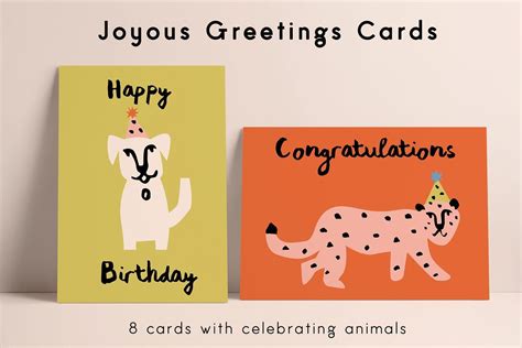 Ad Joyous Animal Greetings Cards By Emma Make On Creativemarket
