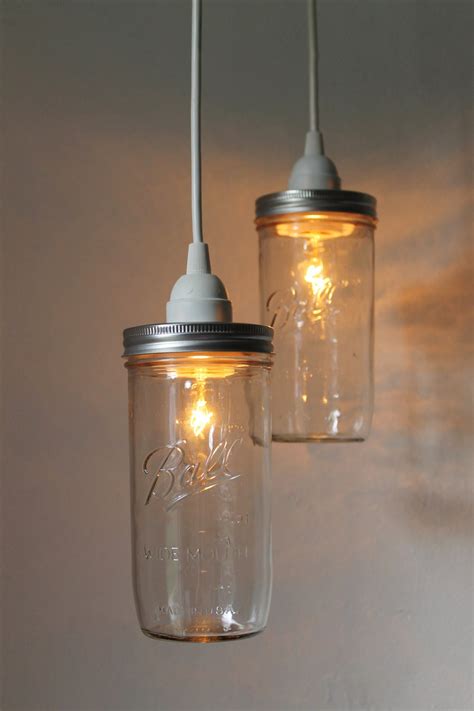 Mason Jar Pendant Lights Set Of 2 Hanging Mason Jar Pendants
