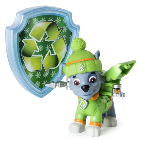 Paw Patrol Snow Rescue Rocky With Transforming Pup Pack And Badge