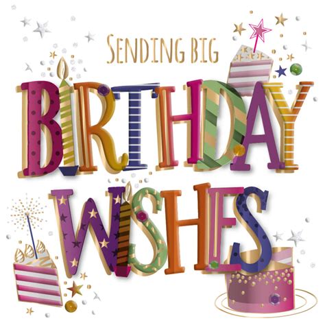 Big Birthday Wishes Embellished Birthday Greeting Card Cards