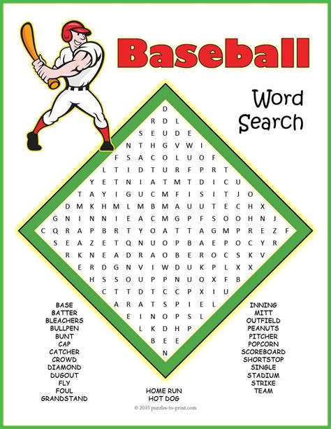 Baseball Word Search Puzzle Worksheet Activity Baseball Activities