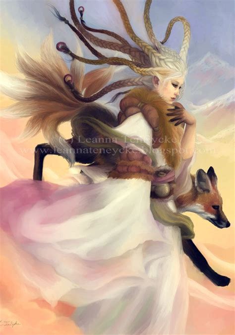 Ninetailed Goddess Kitsune 5x7 Art Print By Leanna Teneycke Etsy