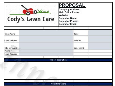 Lawn Care Quote Template Lawn Care Estimate Template Lawn Etsy Lawn