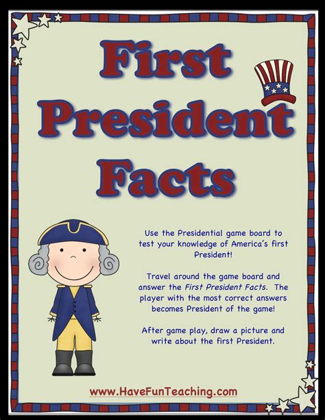First President Facts Activity By Teach Simple