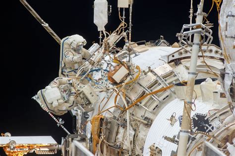 Spacewalk Photos Russian Cosmonauts Install Hd Cameras On Space