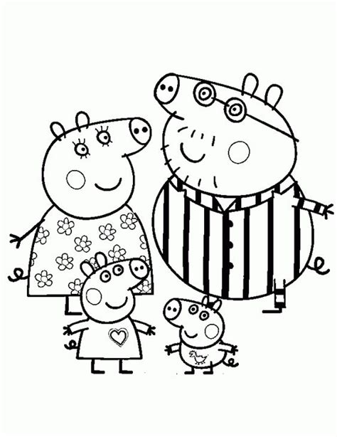 She loves to jump in mud puddles and make loud snorting noises. Peppa Pig and her family wearing pajamas coloring page ...