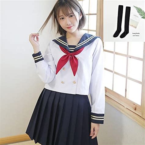 Jp Wuyuesun White 2 Line Japanese Girl School Uniform Middle