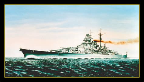 Bismarck Battleships Oil Painting Made On Masonite Size 61 X122 Cm