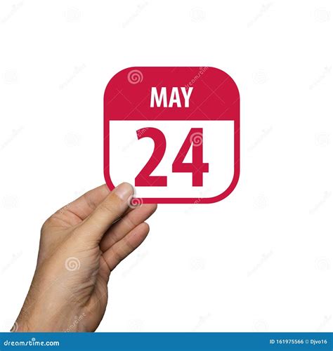 May 24th Day 24 Of Monthhand Hold Simple Calendar Icon With Date On
