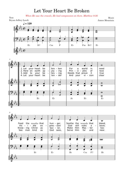Let Your Heart Be Broken Sheet Music For Piano Mixed Quartet