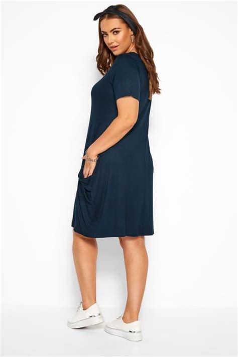 Robe Bleue Marine En Jersey à Poches Grande Taille 44 64 Yours Clothing