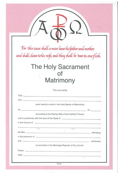 Holy Sacrament Of Matrimony Certificate 50 Per Pad 8 Rum1