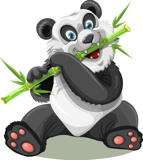 Clipart Of The Panda Is Eating Bamboo Free Image Download