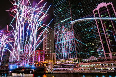 Chicago River Fireworks On The New Year 2020 Shot On Sony A7iii With