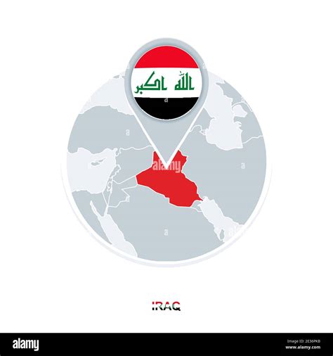 Iraq Map And Flag Vector Map Icon With Highlighted Iraq Stock Vector