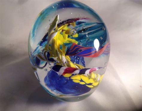 Hand Blown Glass Art Paperweight Abstract Multicolor Glass Etsy