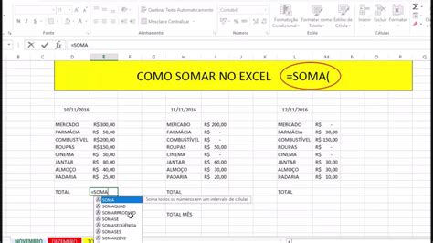 Soma Em Inglês Excel