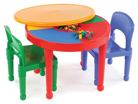 Kids table & chair sets. Tot Tutors Kids 2-in-1 Plastic LEGO®-Compatible Activity ...