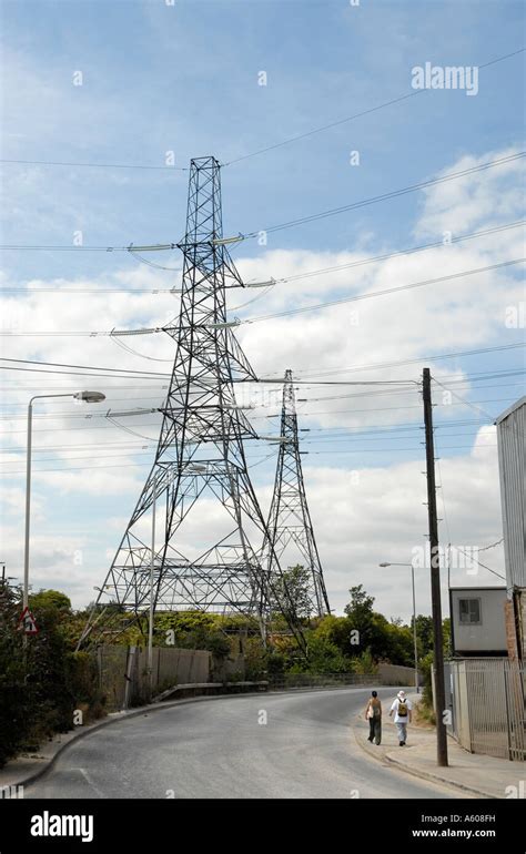 Electricity Pylons On The Site Of The 2012 Olympics In Stratford London