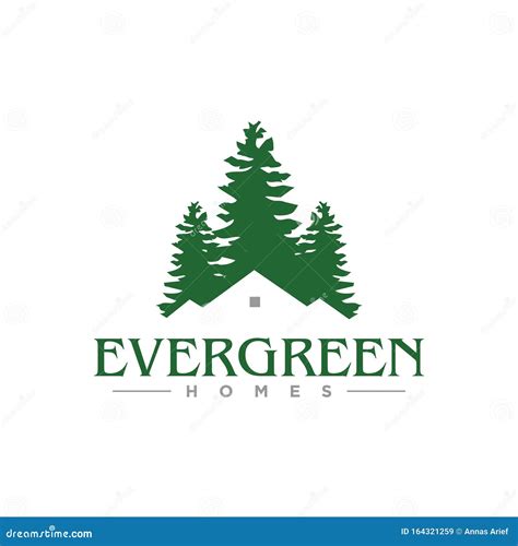 Simple Green Pine Tree Home Evergreen Logo Design Idea Stock Vector