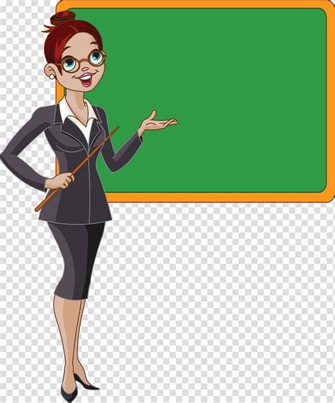 Woman With Red Haired Holding Stick Standing Beside Chalkboard