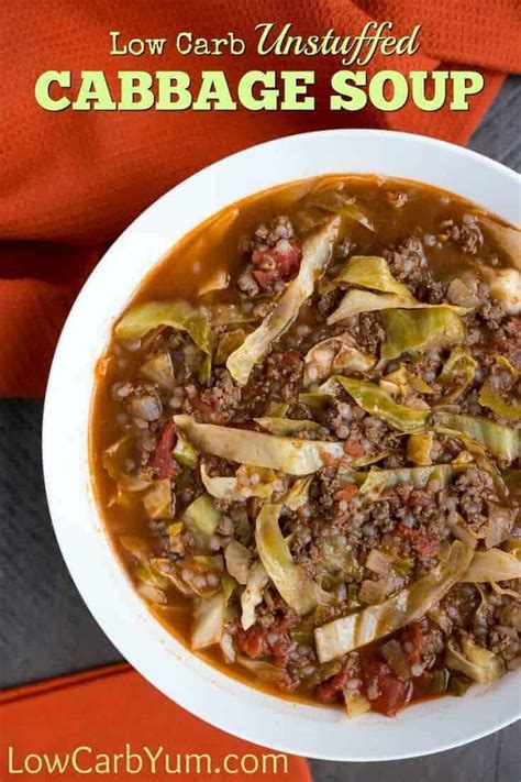 Low Carb Unstuffed Cabbage Soup Recipe Cover Low Carb Yum