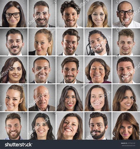 Collage Of Portrait Of Many Smiling Faces Stock Photo 277752143