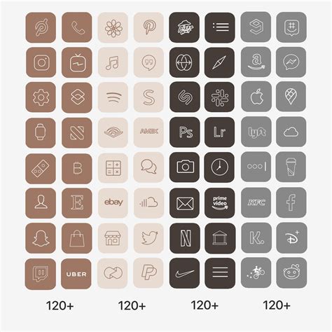 Ios 14 App Icons Dark Brown Modern Minimalist Coffee Cream Etsy In
