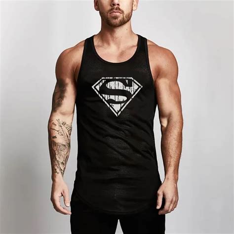 Bodybuilding Superman Brand Mesh Tank Top Men Stringer Tank Top Fitness