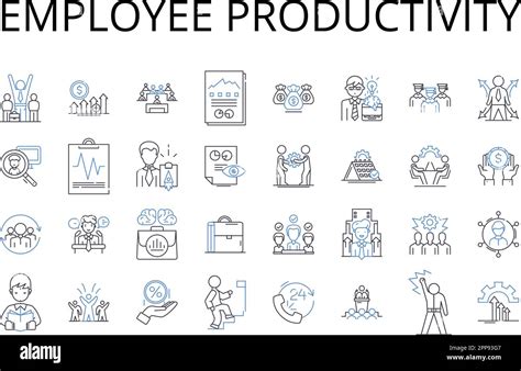 Employee productivity line icons collection. Job satisfaction, Work