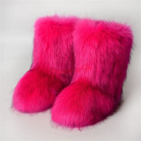 Winter Faux Fur Boots Women S Fluffy Mid Calf Yeti Boots