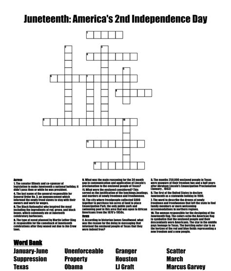 Juneteenth Americas 2nd Independence Day Crossword Wordmint