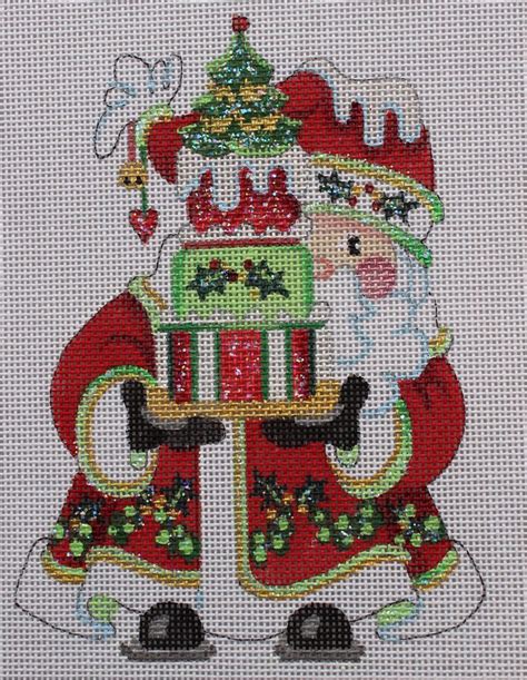 strictly christmas santa with christmas cake cocs 01 hp needlepoint canvas cross stitch