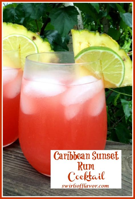 Caribbean Sunset Rum Cocktail Swirls Of Flavor