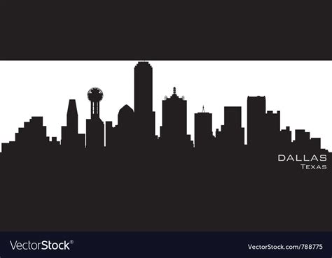 Dallas Texas Skyline Detailed Silhouette Vector Image