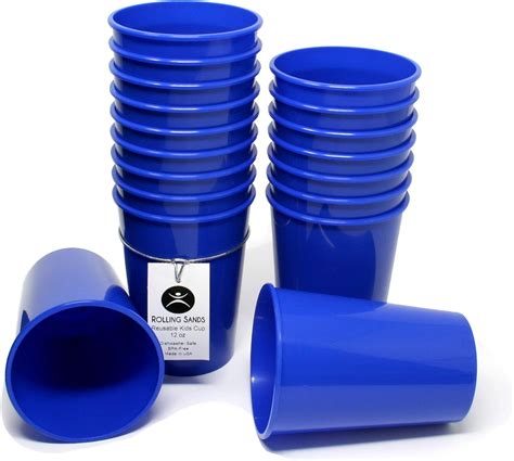 Rolling Sands 12oz Reusable Plastic Kids Cups Blue Set Of
