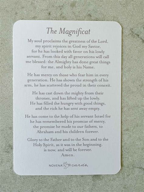 Magnificat Prayer Card Catholic Paper Goods House Of Joppa
