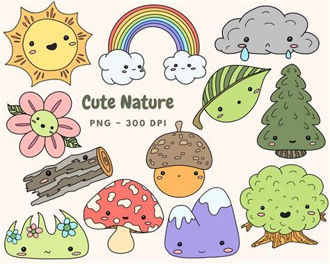 Cute Nature Clip Art Digital Download Woodland Instant Download Etsy