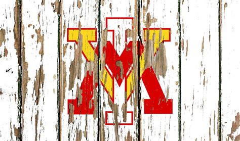Vmi University Vintage College Logo Peeling Barn Wood Paint Mixed Media